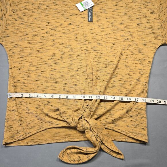 A+A Collection Brown Black Shirt NEW Stretch Knit 3/4 Sleeves V-Neck Women L Top - Picture 7 of 10